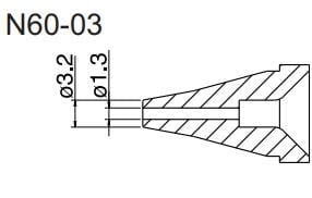 FR-4001 için Hakko N60-03 Nozzle/1.3mm