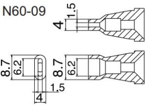 FR-4001 için Hakko N60-09 Nozzle/6.2x1.5mm